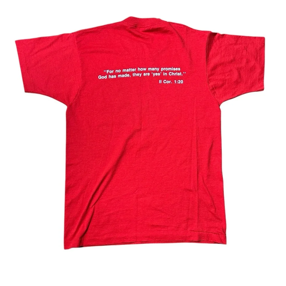 Vtg Screen Stars Best Jesus T Shirt Men's Large Red Religious USA Single‎ Stitch